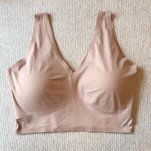 True & Co True Body V-Neck Wire Free Bra Size XL Tan Beige Nude Color